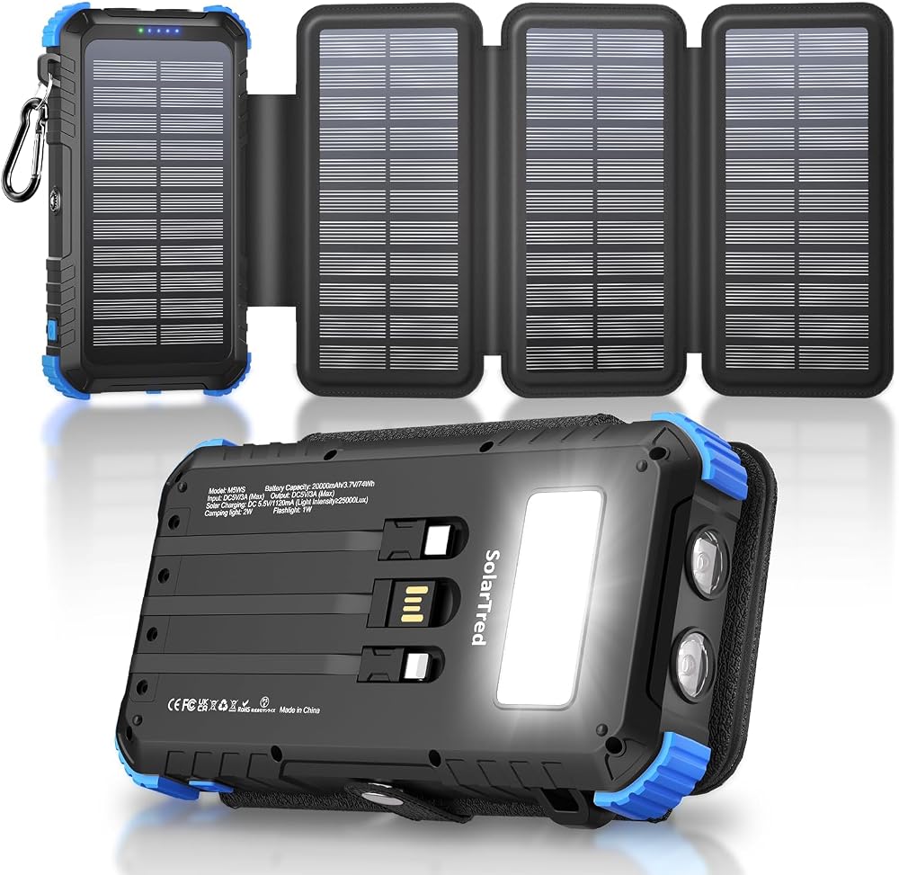 Solar Power Bank 20,000mAh (4 panels)